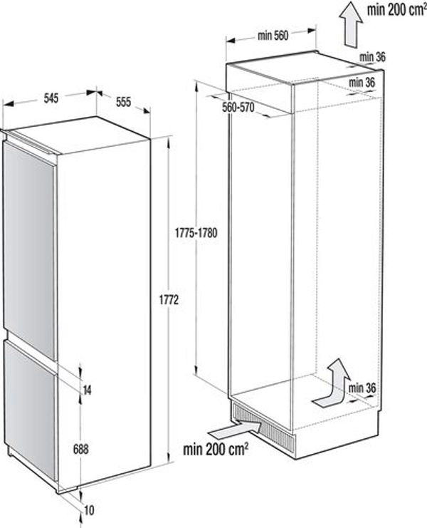 Встраиваемый холодильник Gorenje GDNRK5182A2