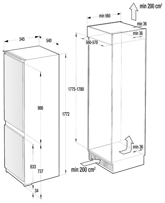 Встраиваемый холодильник Gorenje NRKI 2181 A1