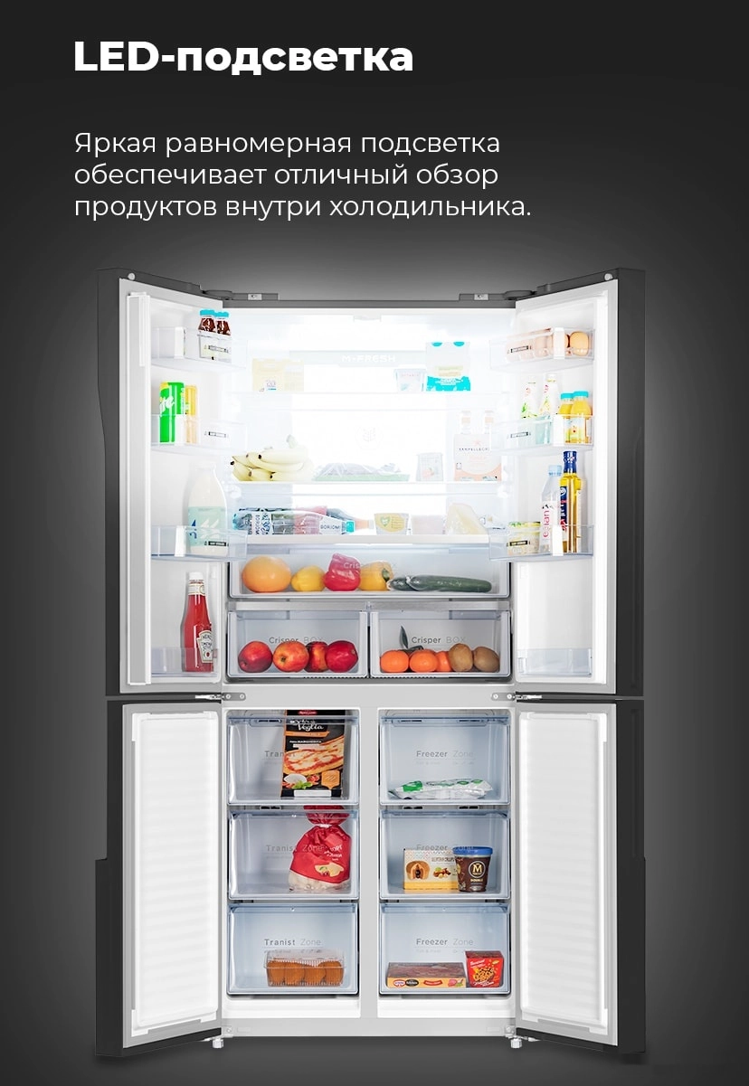 Четырёхдверный холодильник Maunfeld MFF182NFSB