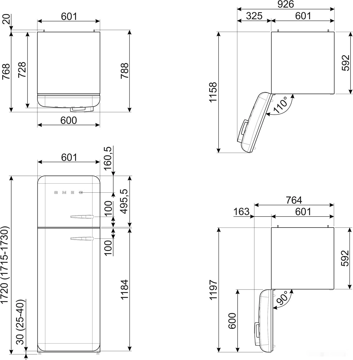 Холодильник Smeg FAB30LBL5