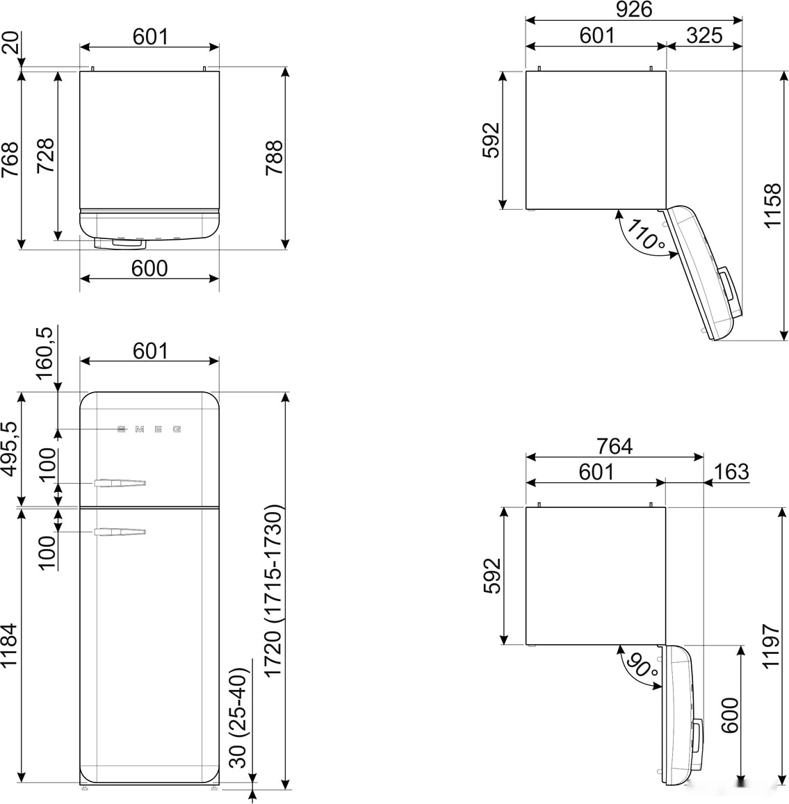 Холодильник Smeg FAB30RBL5