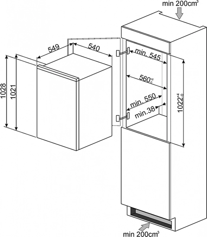 Холодильник Smeg S3C100P