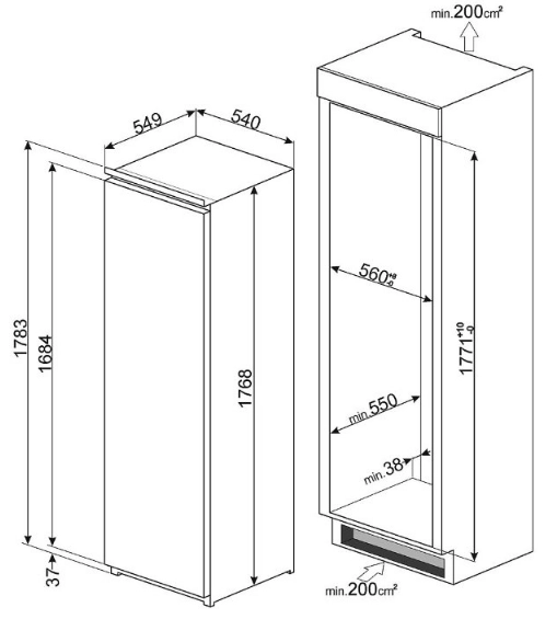 Однокамерный холодильник Smeg S8L1721F