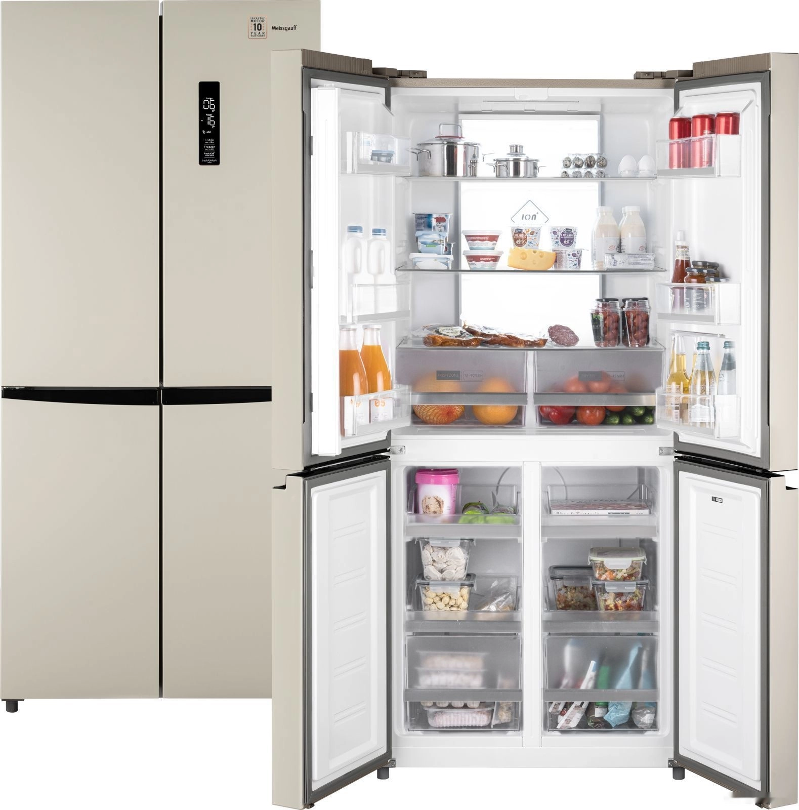 Четырёхдверный холодильник Weissgauff WCD 450 Be NoFrost Inverter