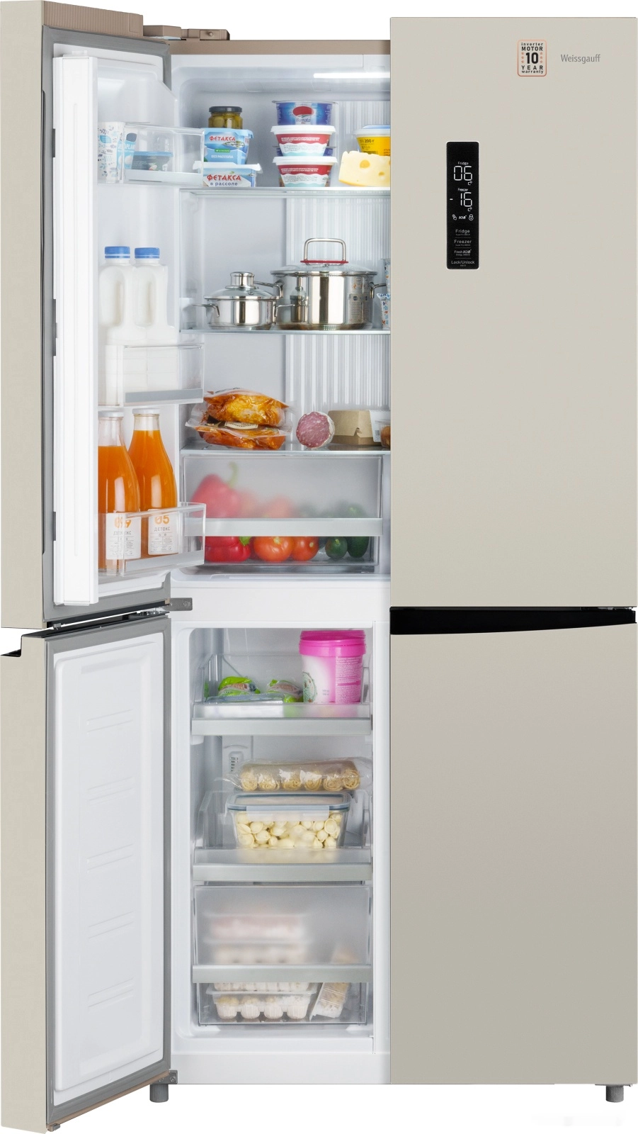 Четырёхдверный холодильник Weissgauff WCD 470 Be NoFrost Inverter