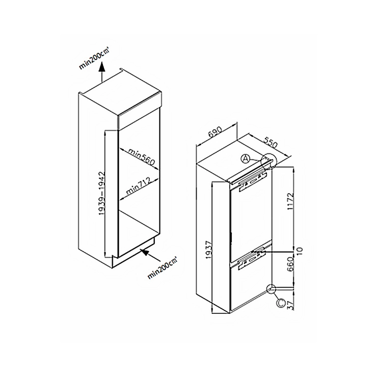 Холодильник Weissgauff WRKI 1970 Total NoFrost Inverter Premium BioFresh Inox