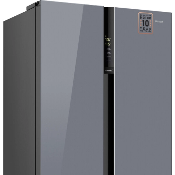 Холодильник side by side Weissgauff WSBS 600 NoFrost Inverter Dark Grey Glass