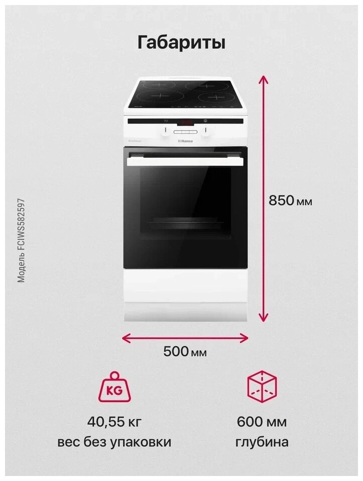 Электрическая плита (50-55 см) Hansa FCIWS582597