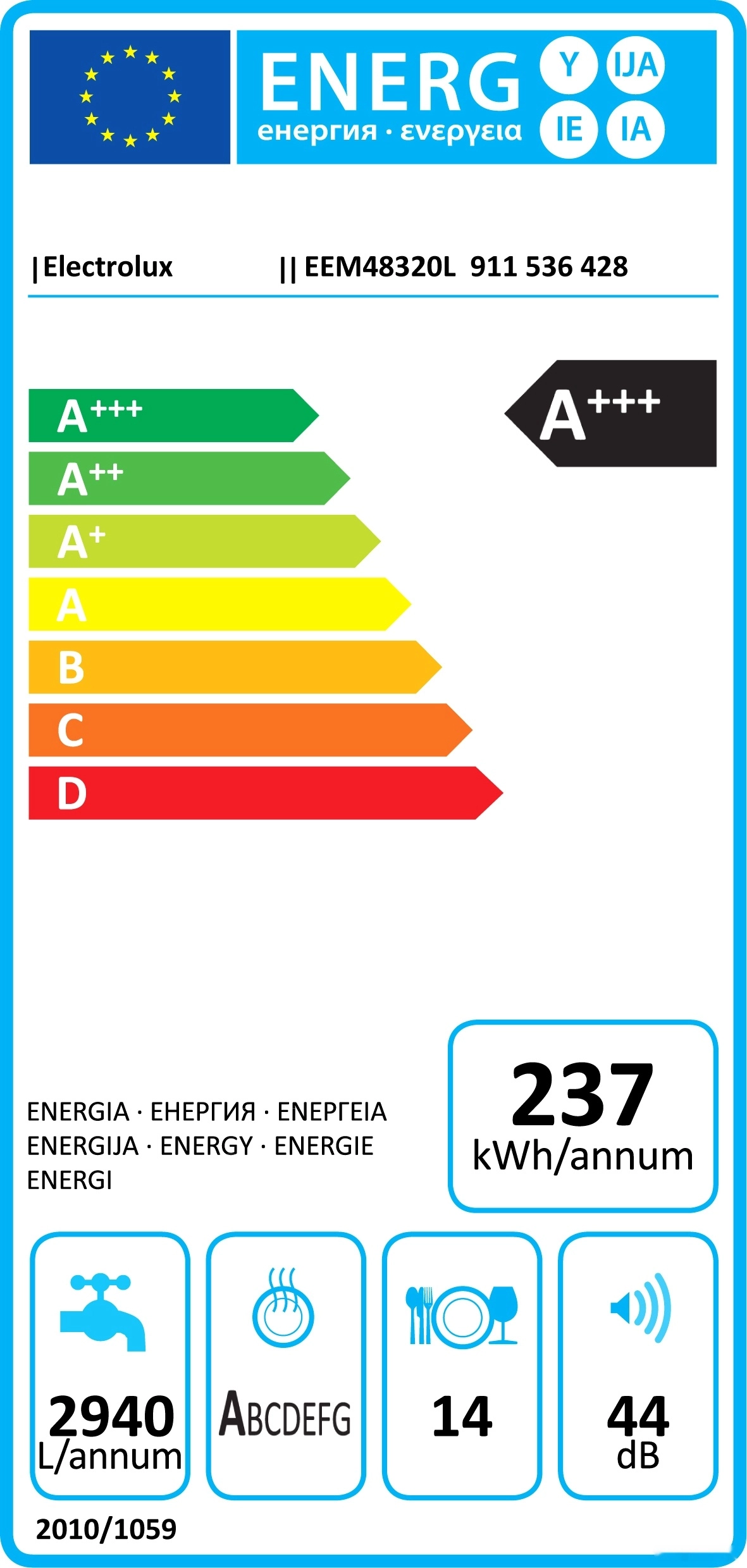Встраиваемая посудомоечная машина Electrolux EEM48320L