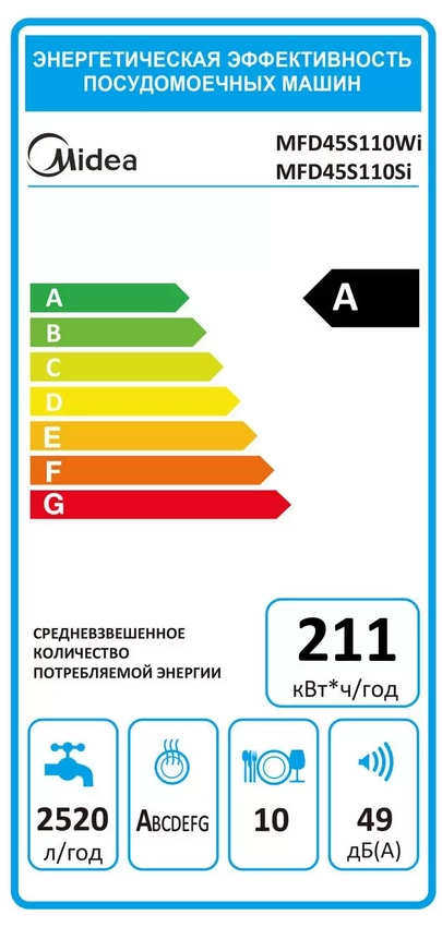 Отдельностоящая посудомоечная машина Midea MFD45S100Wi