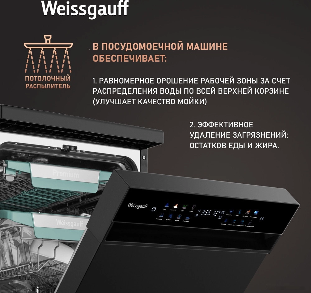 Посудомоечная машина Weissgauff DW 4539 Inverter Touch AutoOpen Black