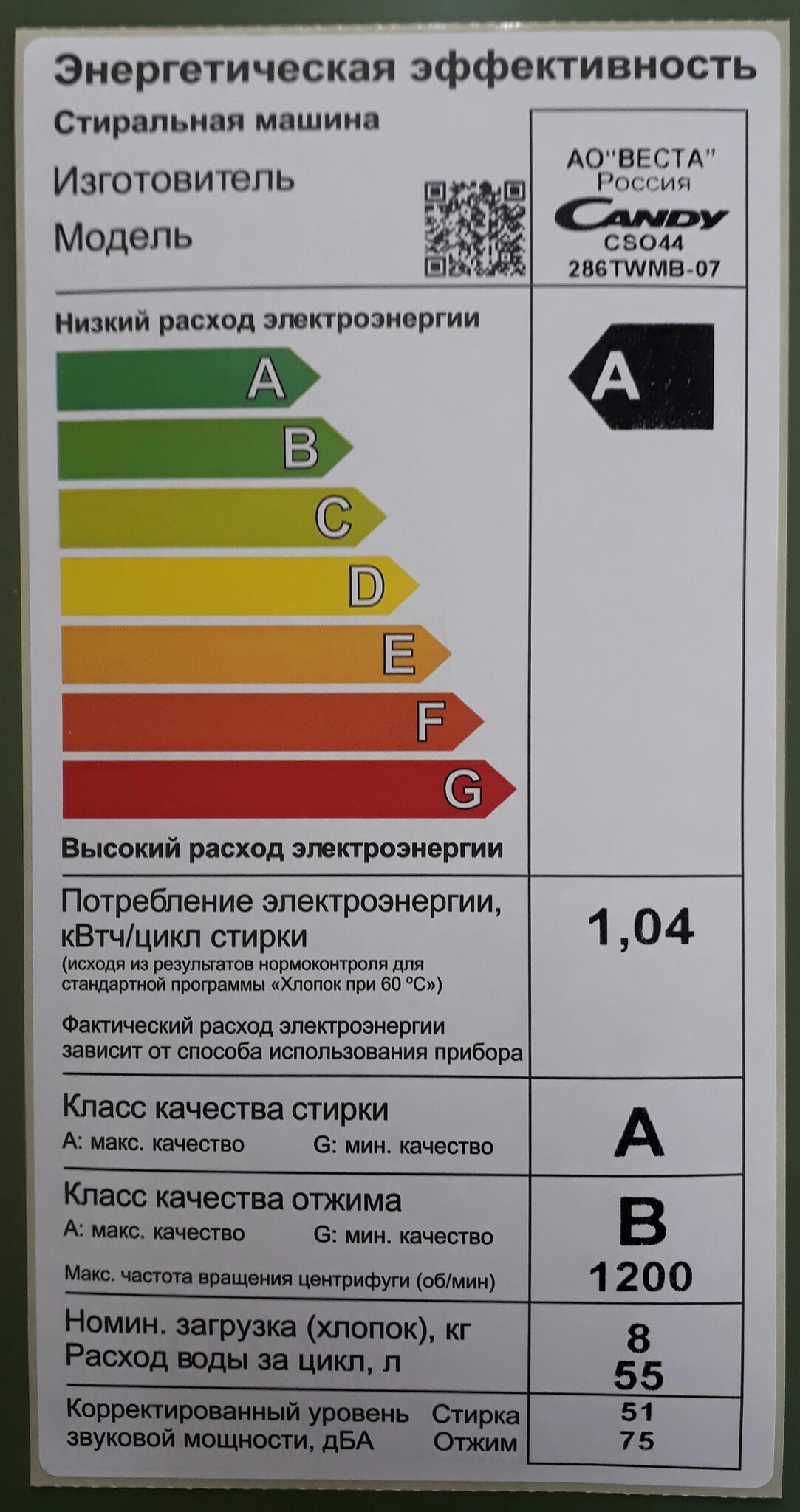 Стиральная машина Candy CSO44 286TWMB-07