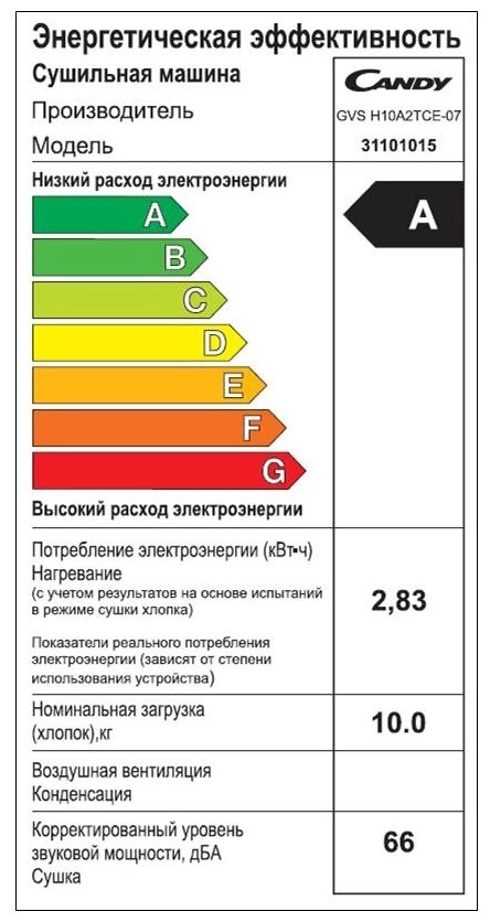 Сушильная машина Candy ROE H10A2TCE-07