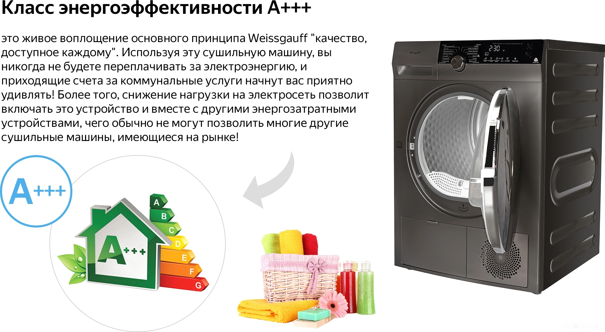 Сушильная машина Weissgauff WD 599 DC Inverter Heat Pump Silver