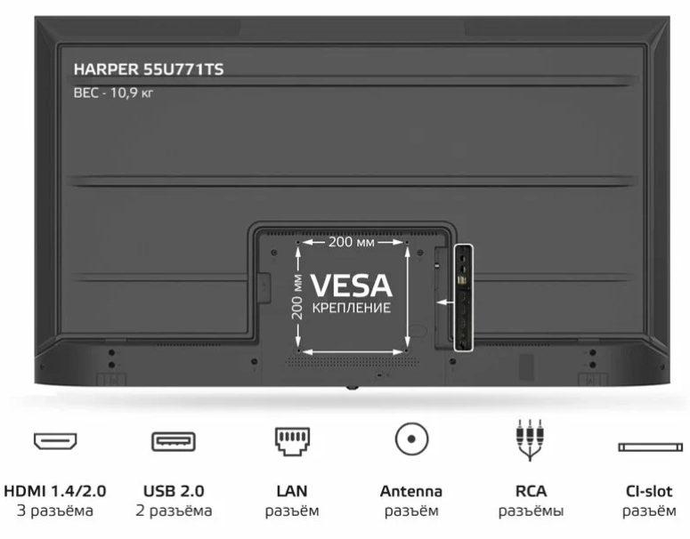 Телевизор HARPER 55U771TS