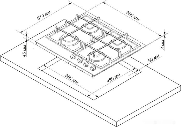 Варочная панель De Luxe GG4 750229F-060