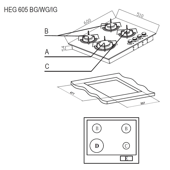 Варочная панель Evelux HEG 605 WG