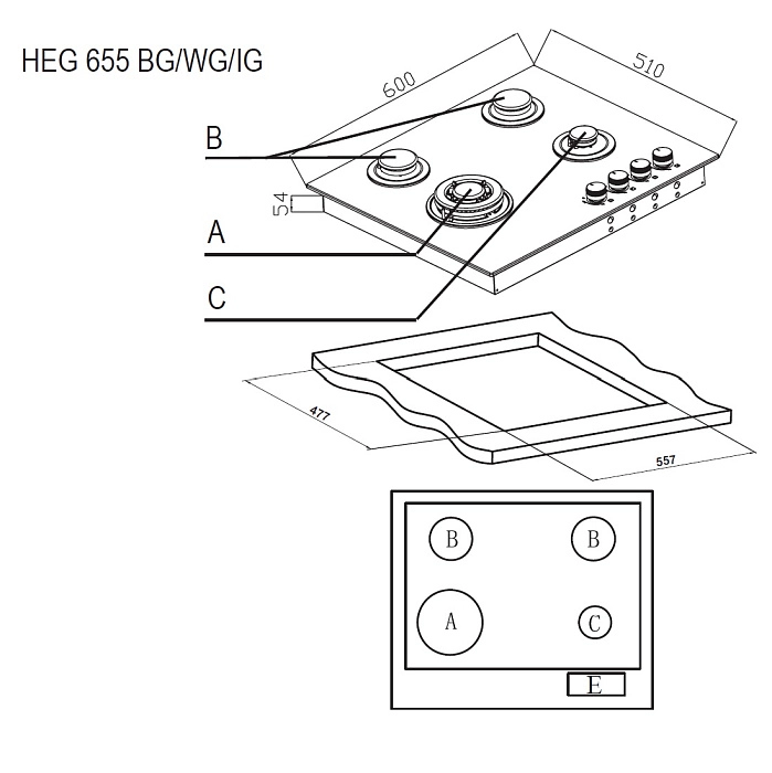 Варочная панель Evelux HEG 655 BG