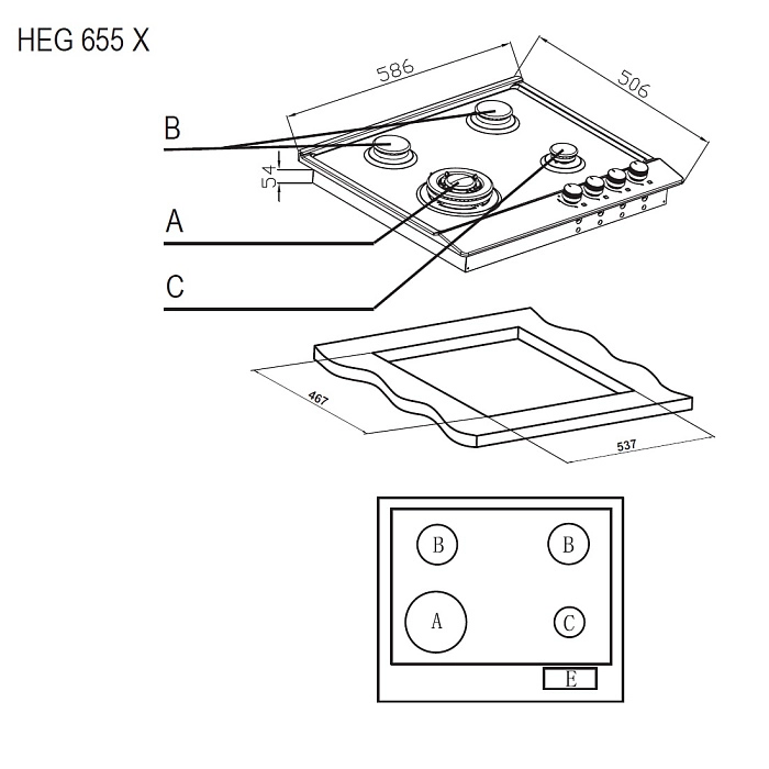 Варочная панель Evelux HEG 655 X