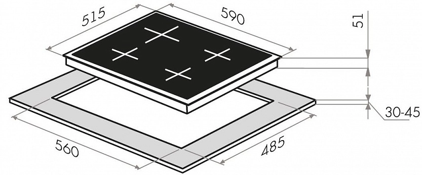 Варочная панель HOMSair HGG643TGCBG