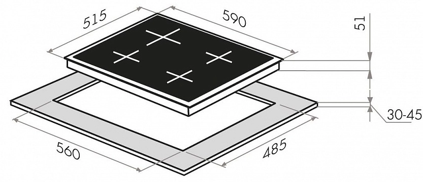 Варочная панель HOMSair HGG643TGCBK