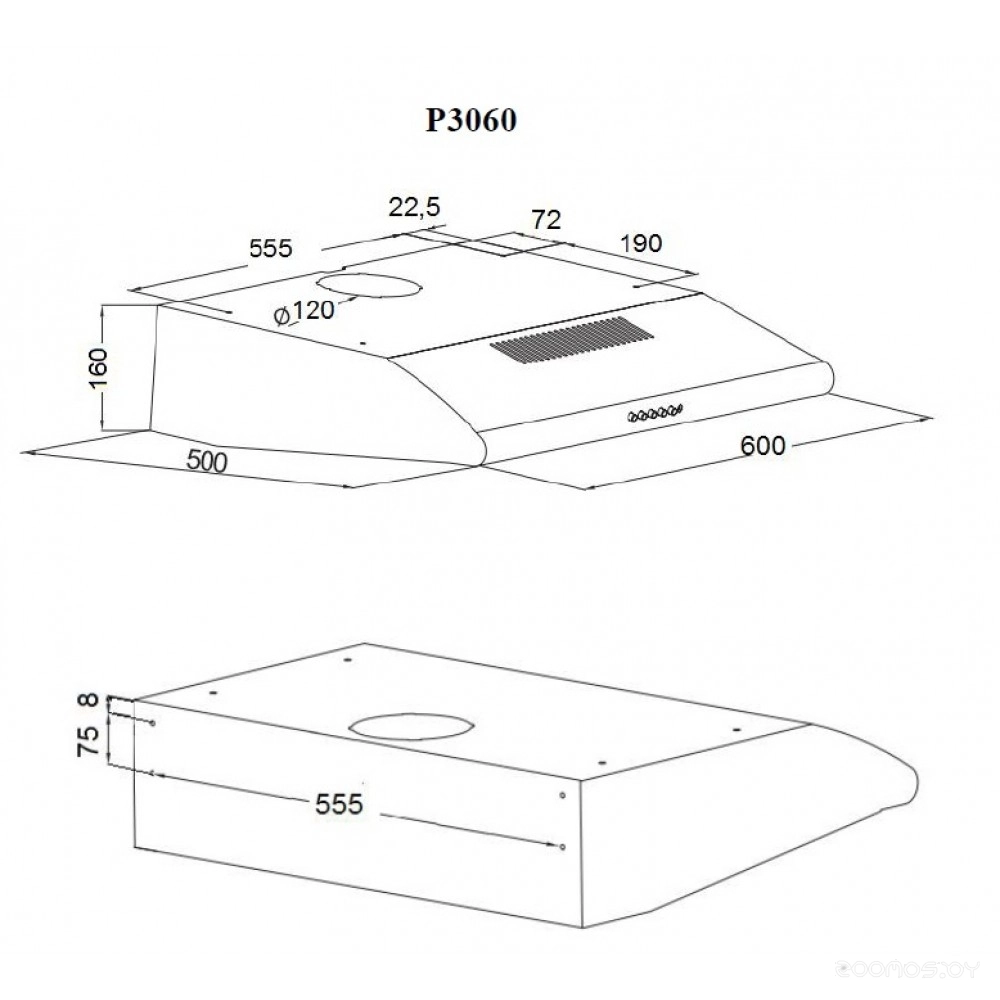 Вытяжка плоская AKPO P-3060 WK-7 (серый)