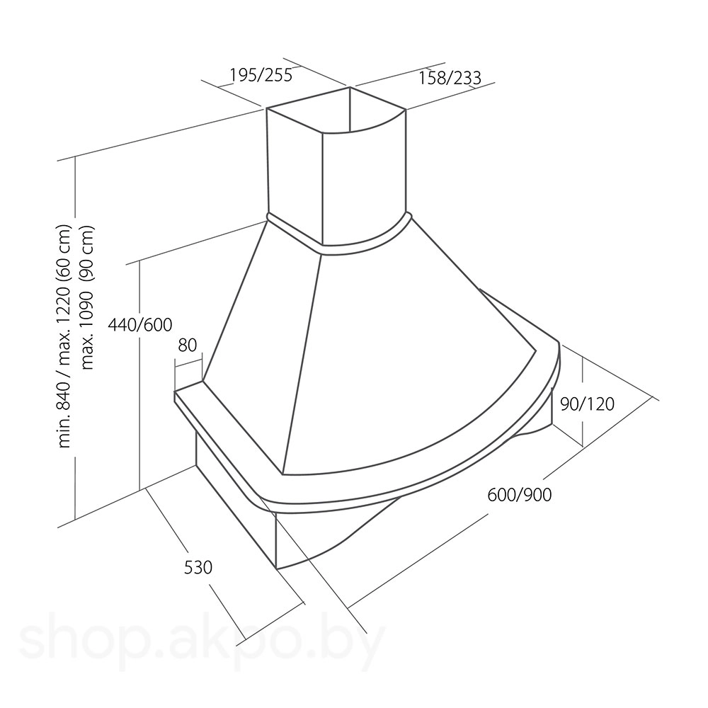 Кухонная вытяжка AKPO Rustika Nova 90 wk-4 белый