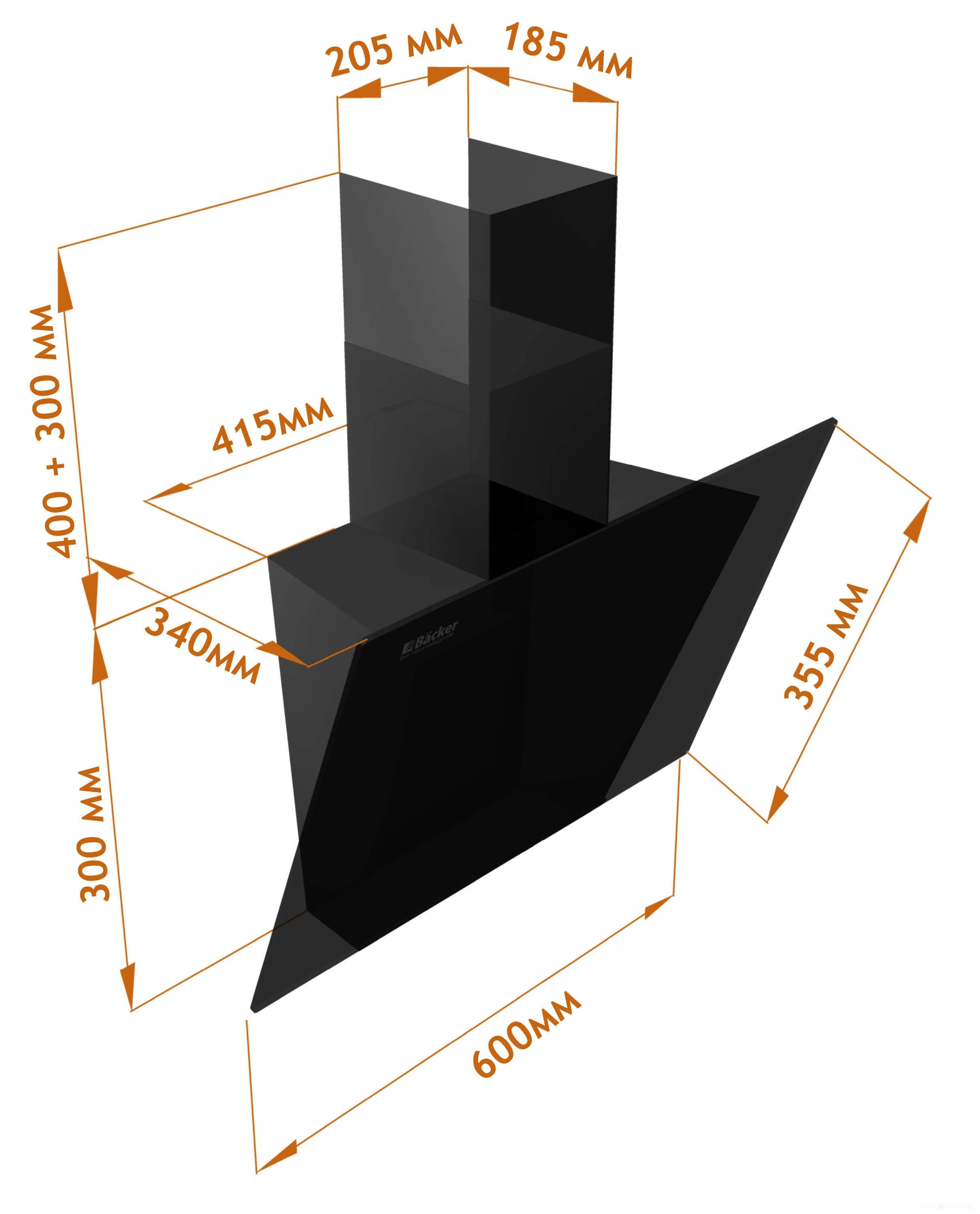 Кухонная вытяжка Backer AH60A-G6L200 BK Glass