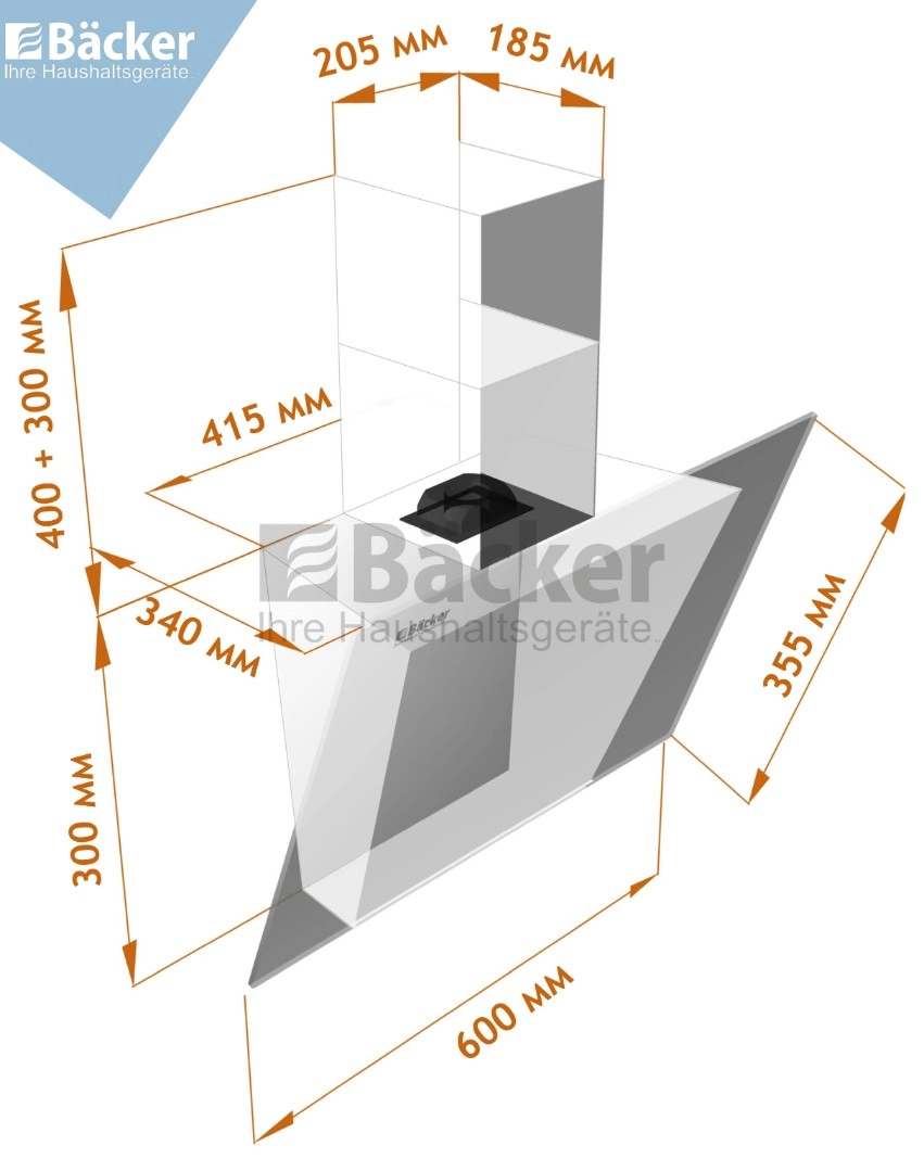 Вытяжка Backer AH60A-G6L200 WH GLASS