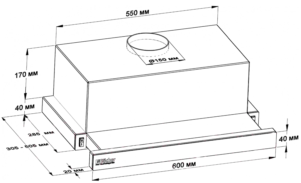 Вытяжка Backer Backer TH 60L-2F100-WG