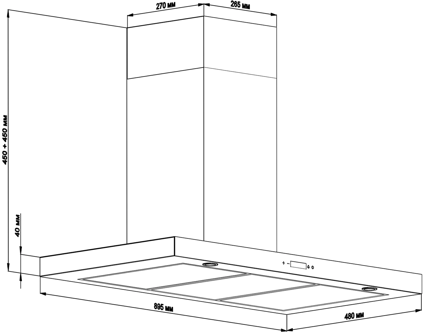 Вытяжка Backer CH90E-TGL200 Inox Black Glass