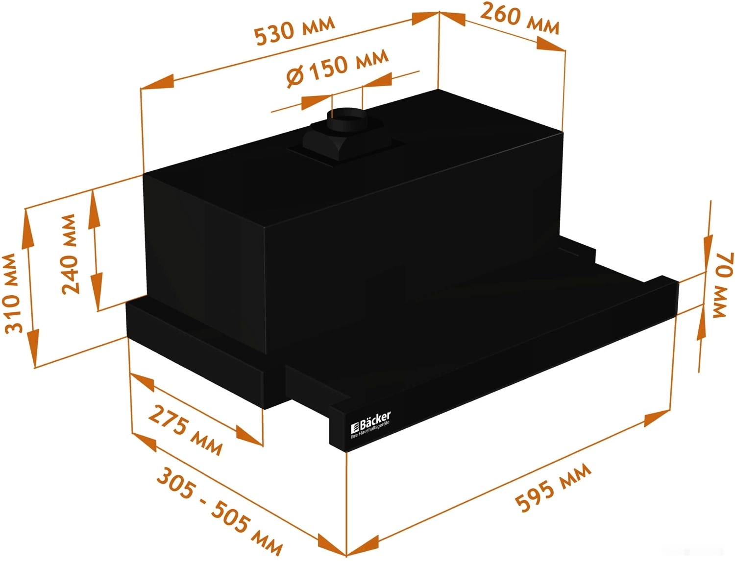 Кухонная вытяжка Backer PH60L-MRC-2F BG