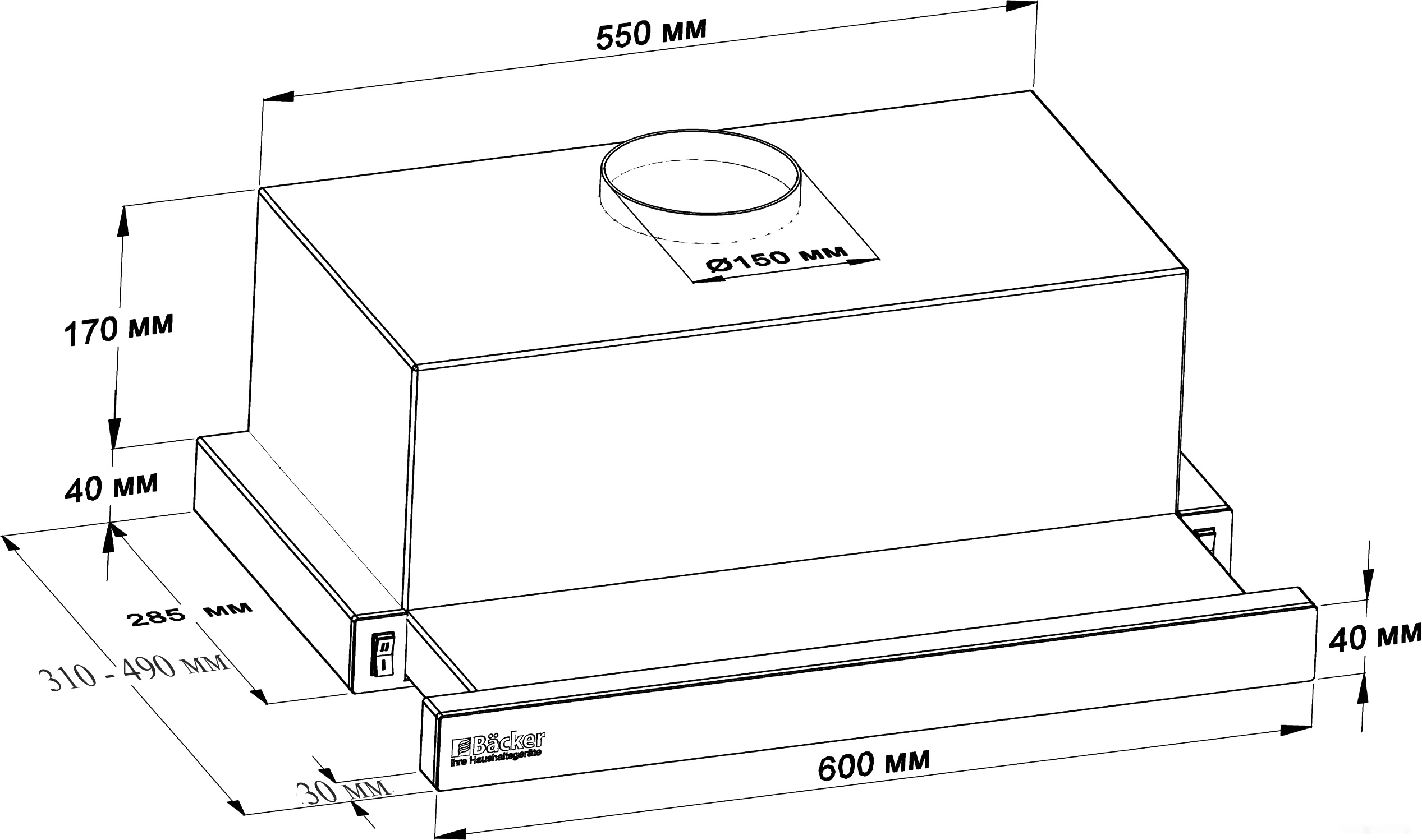 Кухонная вытяжка Backer TH60CL-15F1K-WG MC