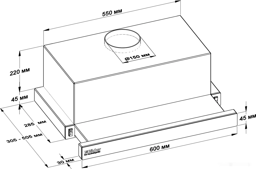 Кухонная вытяжка Backer TH60L-2F200-SS