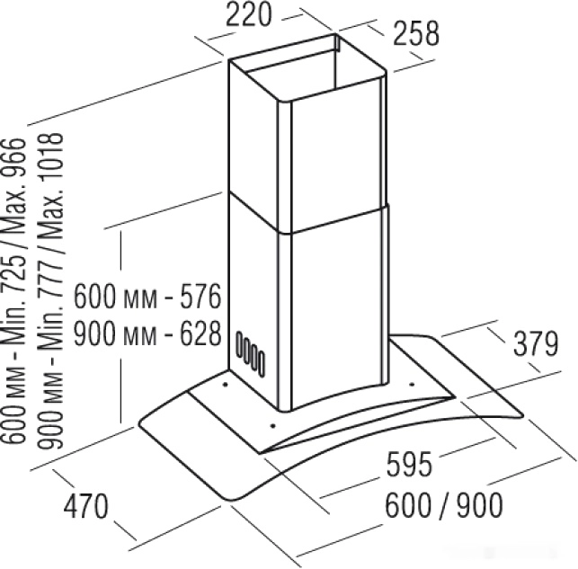 Кухонная вытяжка CATA C-900 Glass/L