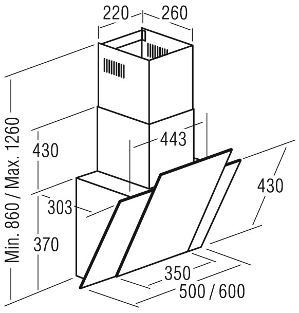 Вытяжка CATA Podium 600 negra