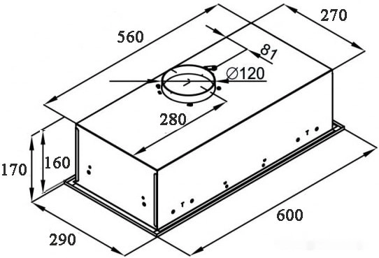 Кухонная вытяжка Ciarko SL-Box Turbo 600 (белый)