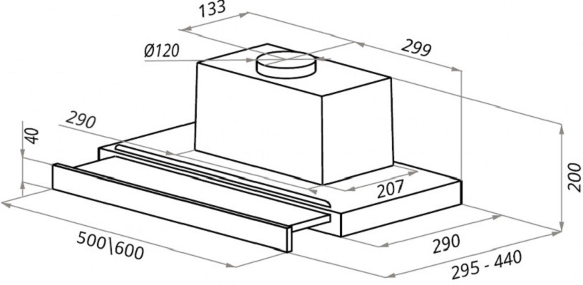 Кухонная вытяжка Ciarko Turbo 50 GBK sensor