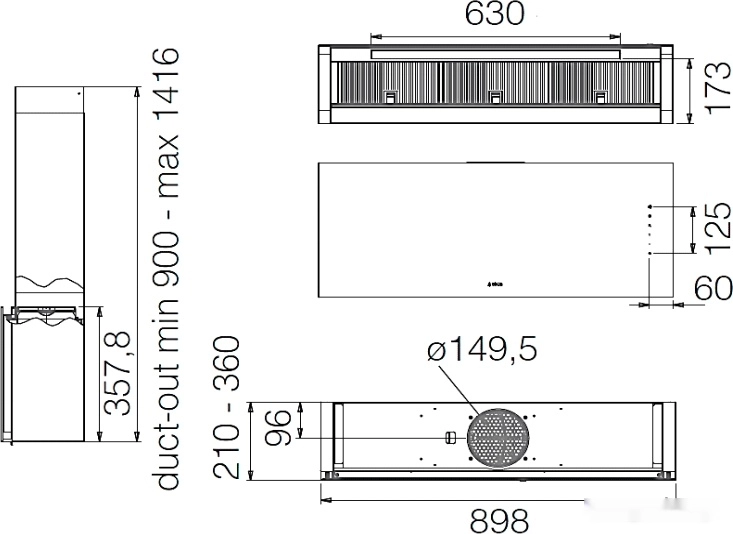 Кухонная вытяжка Elica Rules BL/F/90 PRF0163751
