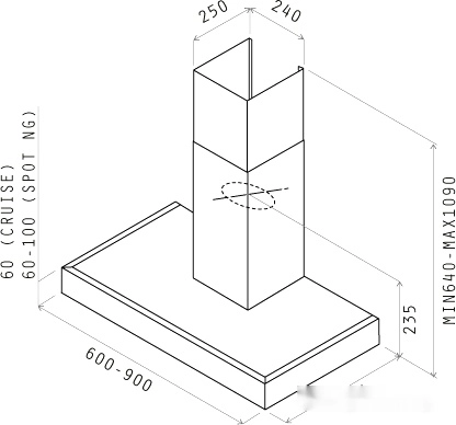 Кухонная вытяжка Elica SPOT NG H6 IX/A/90