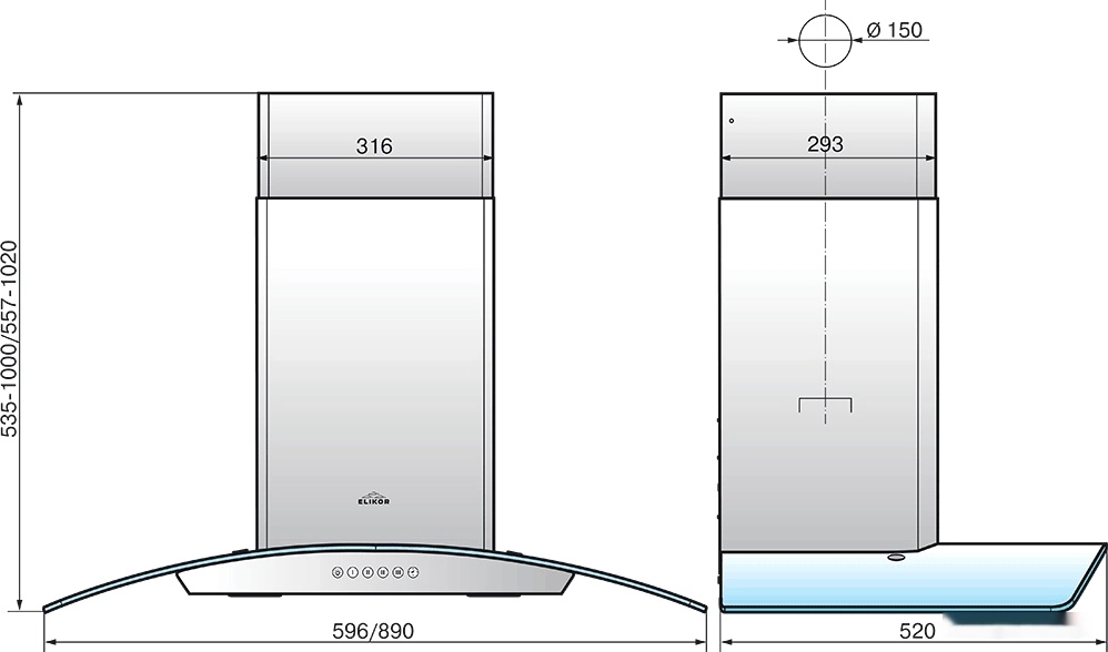 Кухонная вытяжка Elikor Аметист S4 60Н-700-Э4Д нерж/тонир