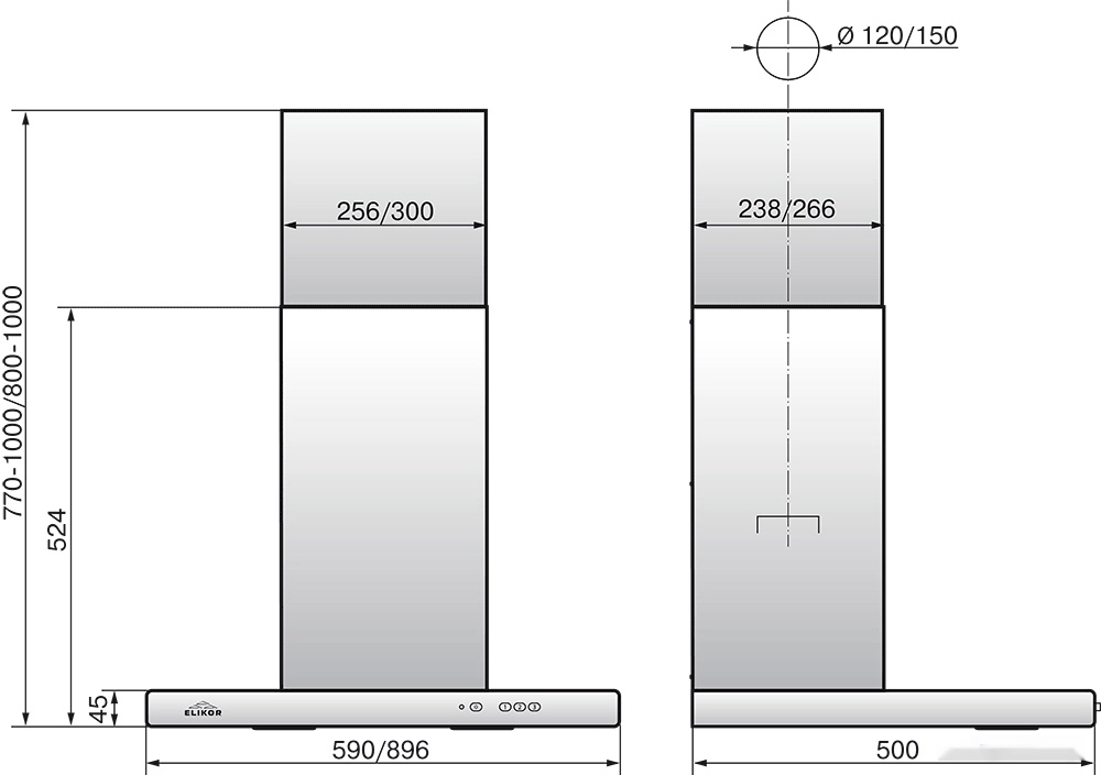 Кухонная вытяжка Elikor Квадра 60Н-430-К3Д (нержавеющая сталь)