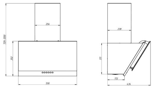 Вытяжка Elikor RX6754XB нерж/черное стекло