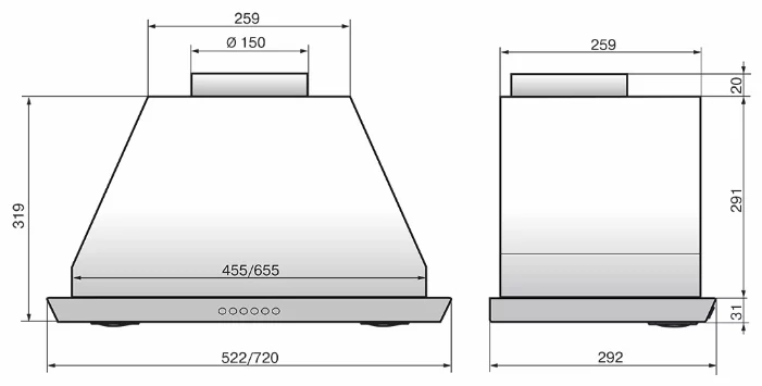 Вытяжка Elikor Воздухоочистители Врезной блок S4 700 эп 72 нержавейка