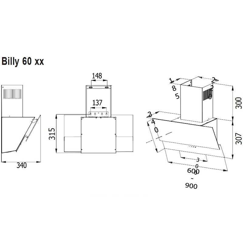 Кухонная вытяжка Evelux Billy 60 BG