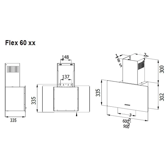 Кухонная вытяжка Evelux Flex 60 BG