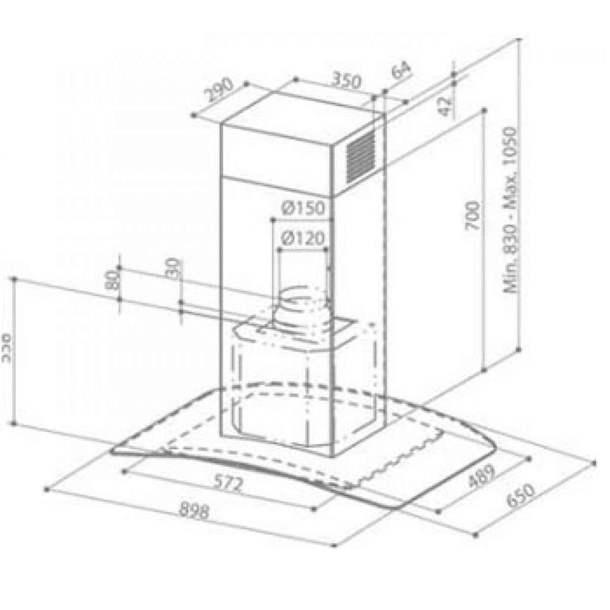 Вытяжка Faber TRATTO ISOLA/SP EG8 X/V A90