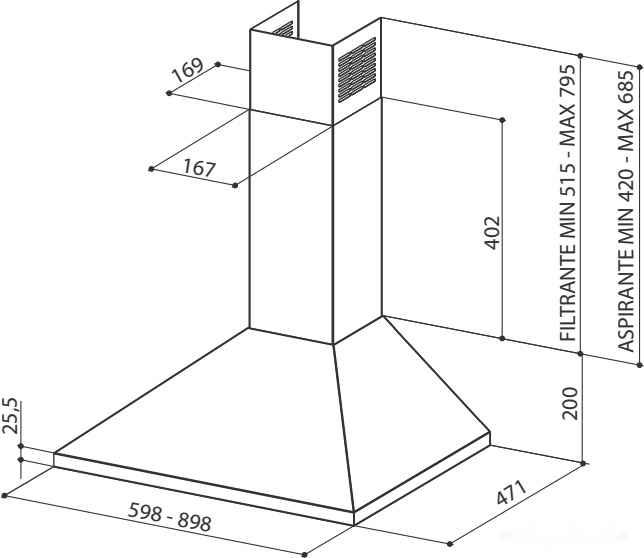 Кухонная вытяжка Faber VALUE PB 4 2L X A60 110.0267.618