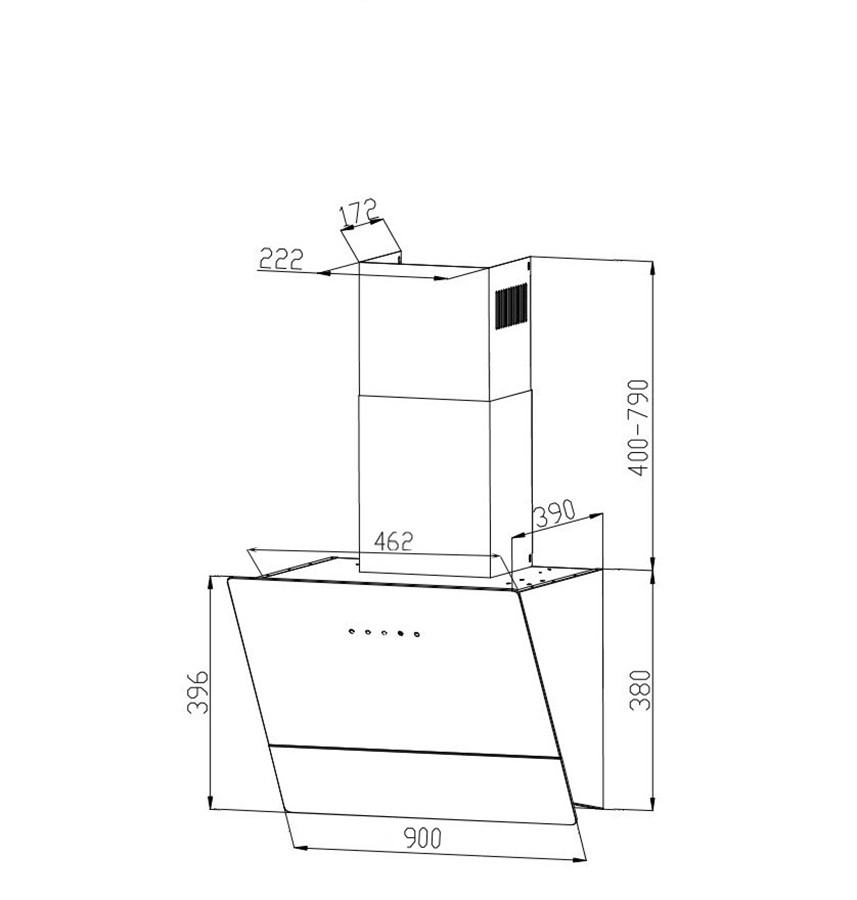 Вытяжка наклонная Grand Lester GC 90 (черный)