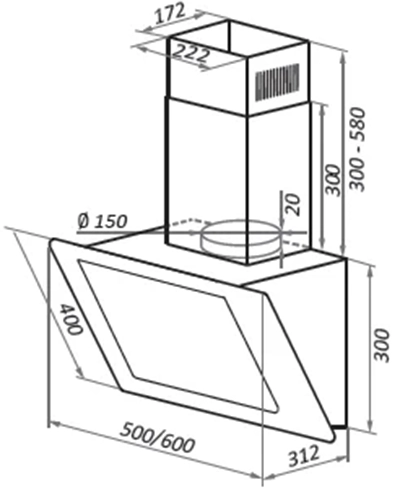 Кухонная вытяжка HOMSair Elf 50 Glass (белый)